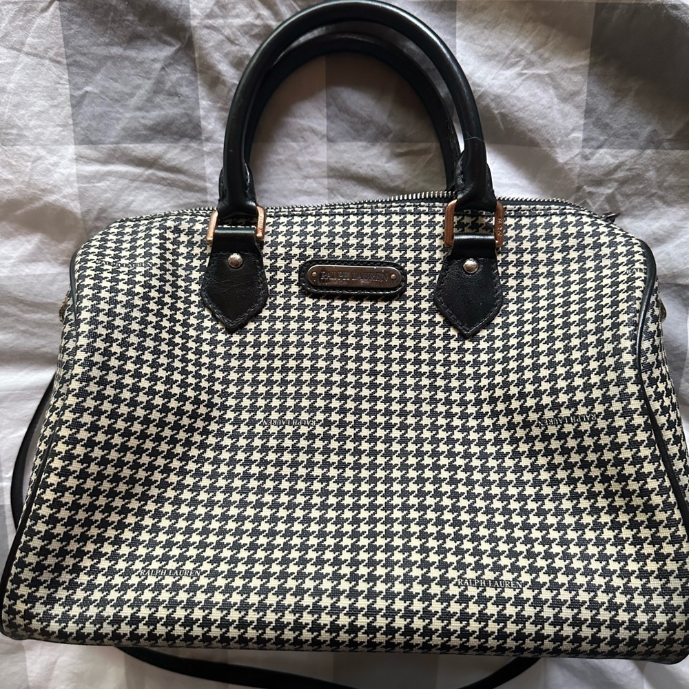 💟RALPH LAUREN💟 houndstooth leather bag